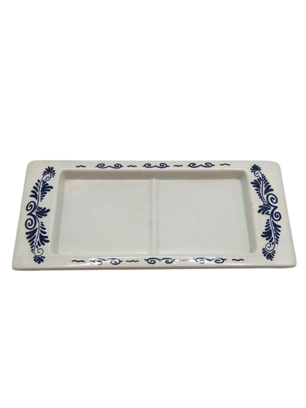 Vintage Delft Blauw Blue Holland Hand Painted Ceramic Divided Trinket Tray